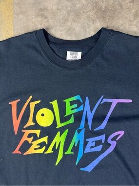 Violent Femmes T-Shirt Size Large Comfort Colors Folk Punk Band Tee Rainbow